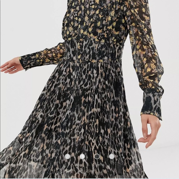SOLD// All Saints Dual print high low midi dress size 4 - Picture 2 of 7